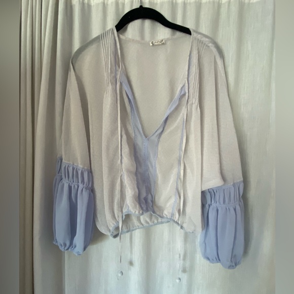 Free People Boho Periwinkle Blouse Size Woman’s XS (Runs Large) - Picture 1 of 7